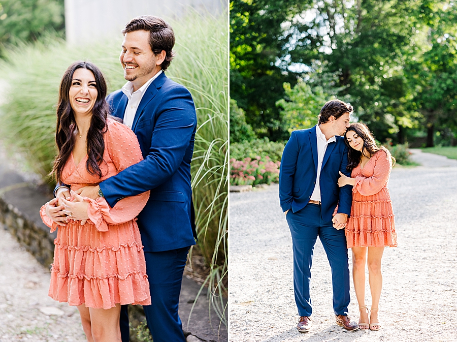 kiss on the head at knoxville botanical garden engagement