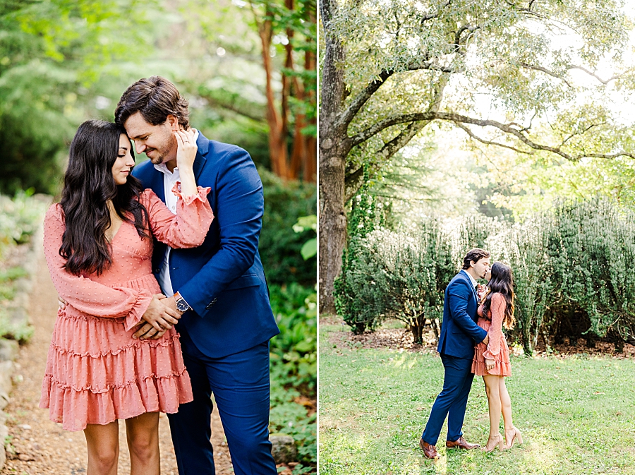 hand on cheek at knoxville botanical garden engagement