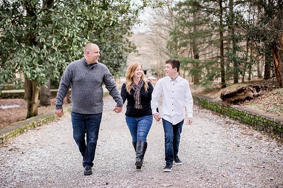 Holding hands at this Knoxville Botanical Gardens Family Session by Knoxville Wedding Photographer, Amanda May Photos.
