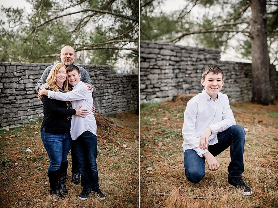 Kneeling down at this Knoxville Botanical Gardens Family Session by Knoxville Wedding Photographer, Amanda May Photos.