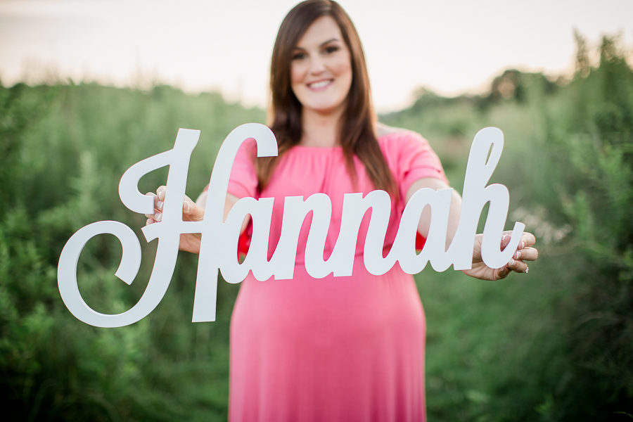 Hannah sign at this Sterchi Hills maternity session by Knoxville Wedding Photographer, Amanda May Photos.