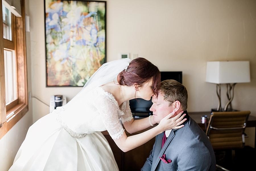 Kiss on the forehead at this Colorado Destination Wedding by Knoxville Wedding Photographer, Amanda May Photos.
