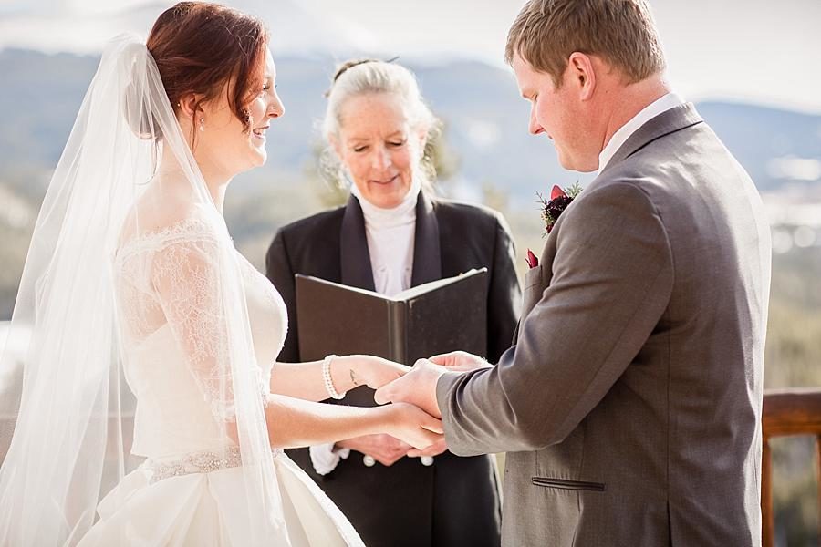 Exchanging rings at this Colorado Destination Wedding by Knoxville Wedding Photographer, Amanda May Photos.