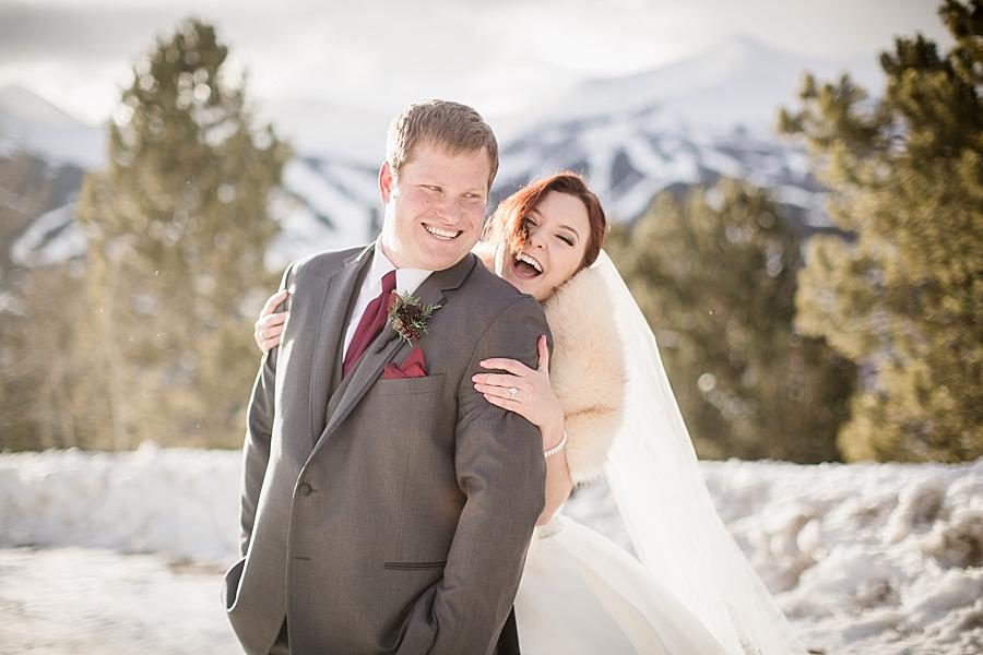 Chin on shoulder at this Colorado Destination Wedding by Knoxville Wedding Photographer, Amanda May Photos.