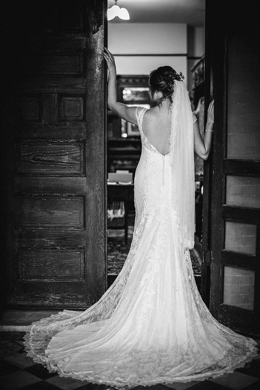 Portrait of bride in doorway at this Historic Westwood Bridal session by Knoxville Wedding Photographer, Amanda May Photos.