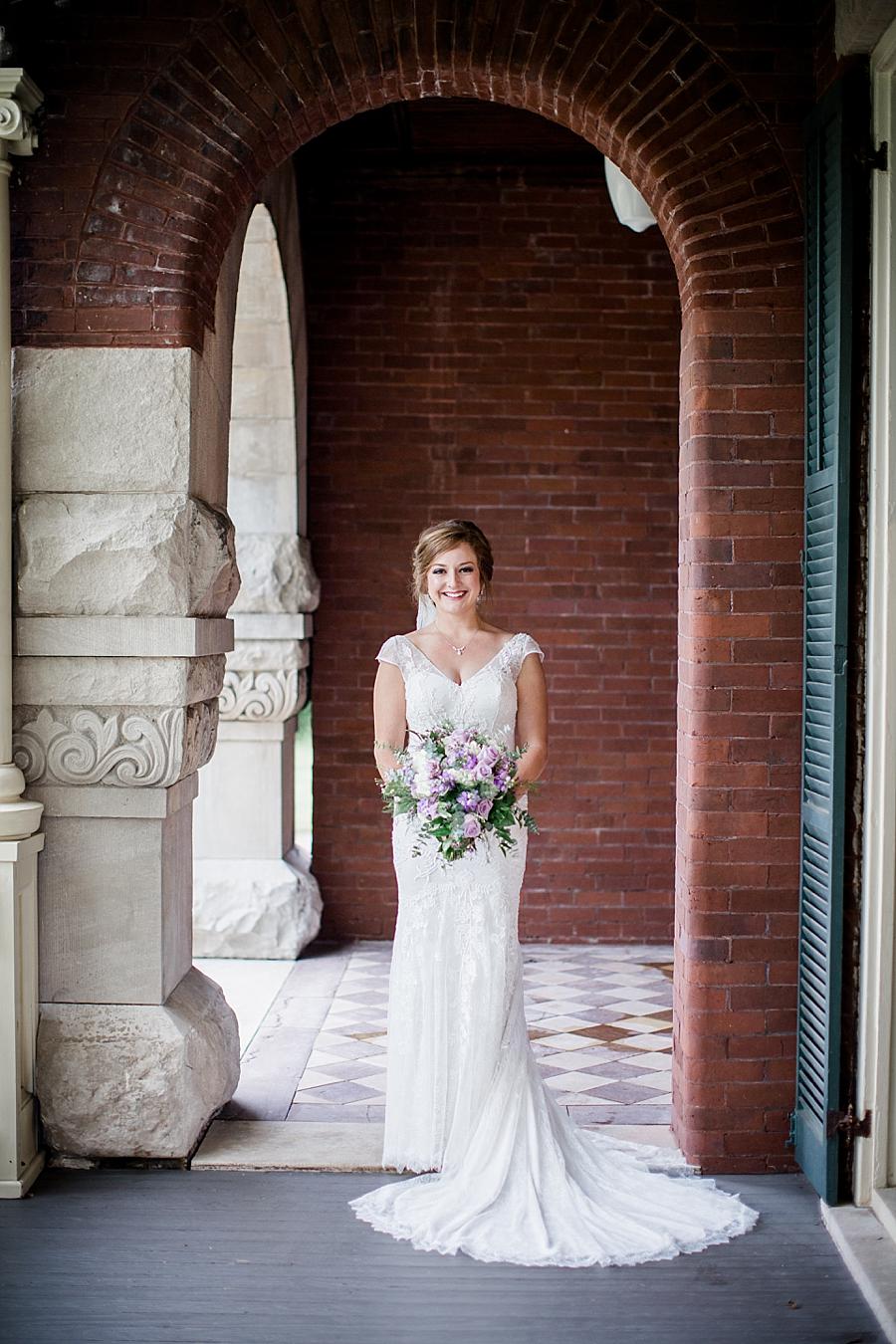 Bride with flowers at this Historic Westwood Bridal session by Knoxville Wedding Photographer, Amanda May Photos.
