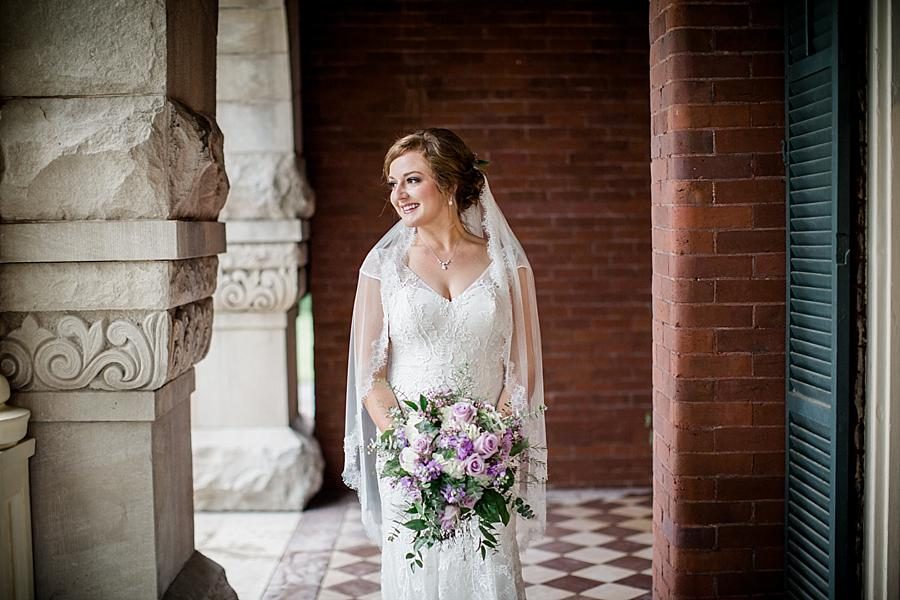 Bride looking off to left at this Historic Westwood Bridal session by Knoxville Wedding Photographer, Amanda May Photos.