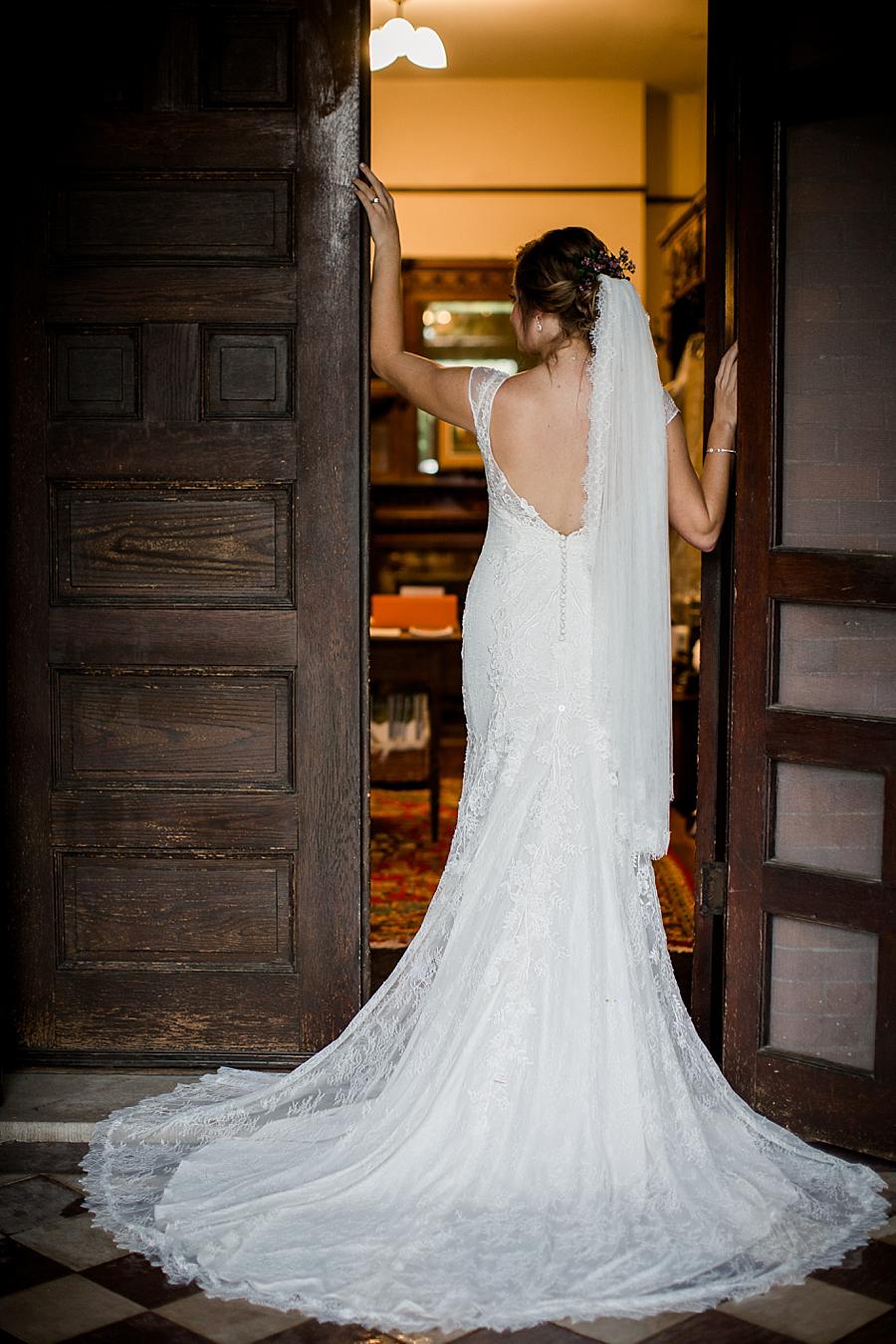 Bride in doorway at this Historic Westwood Bridal session by Knoxville Wedding Photographer, Amanda May Photos.