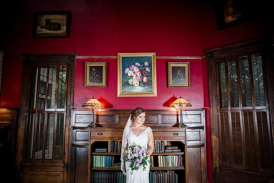 Bride in office space at this Historic Westwood Bridal session by Knoxville Wedding Photographer, Amanda May Photos.