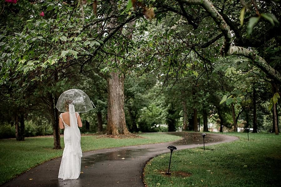 Bride with umbrella at this Historic Westwood Bridal session by Knoxville Wedding Photographer, Amanda May Photos.