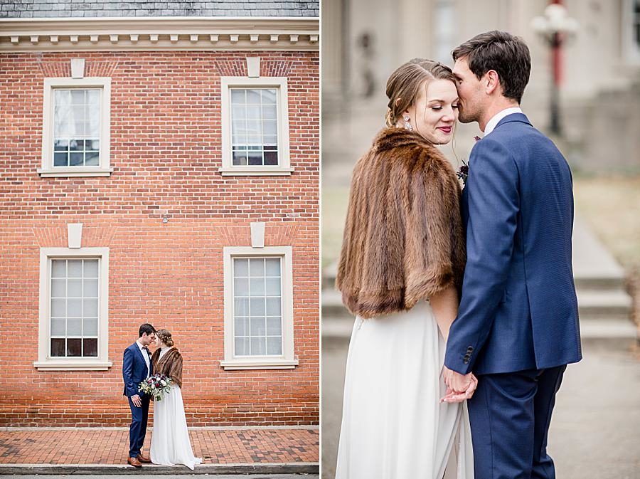Fur overlay at this Lexington Courthouse Wedding by Knoxville Wedding Photographer, Amanda May Photos. 
