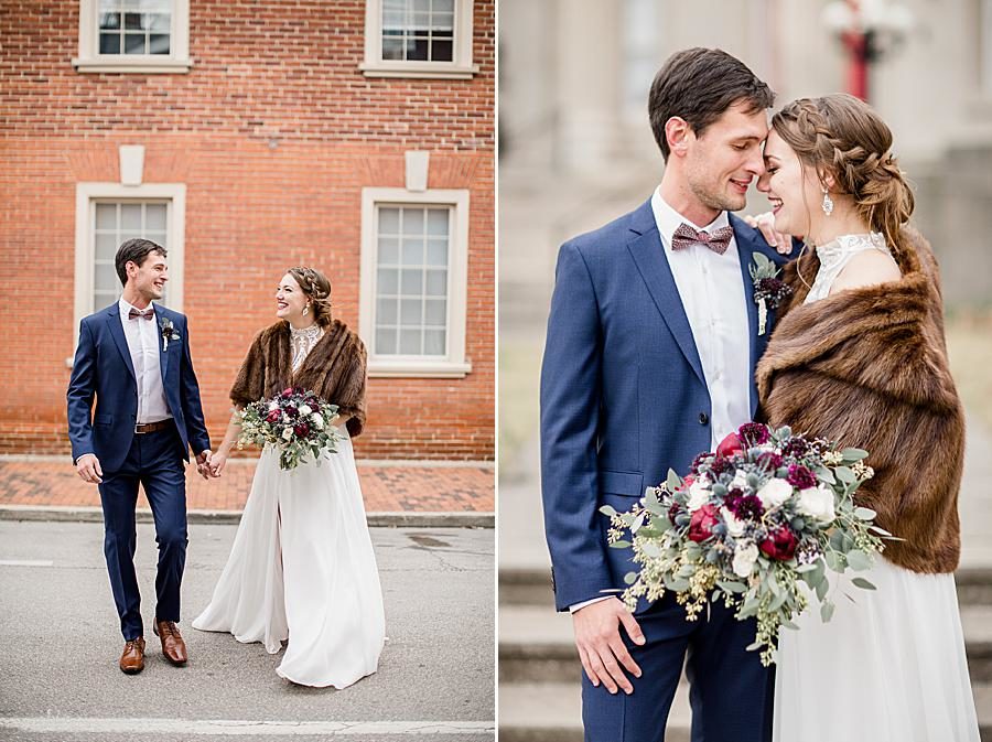 Holding hands at this Lexington Courthouse Wedding by Knoxville Wedding Photographer, Amanda May Photos. 