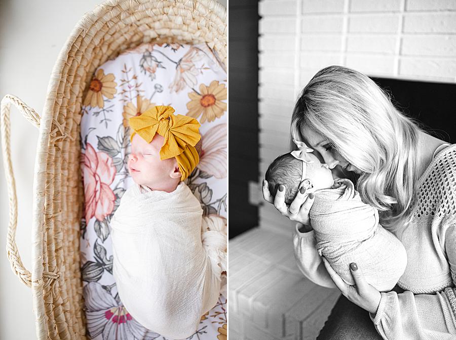 Nose to nose with mom at this lifestyle newborn by Knoxville Wedding Photographer, Amanda May Photos.
