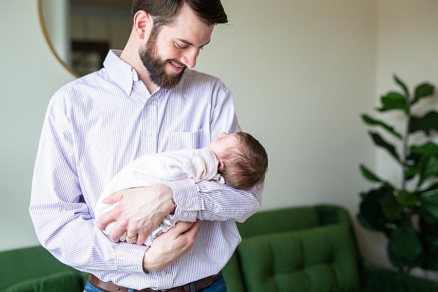 Pinstripe shirt at this newborn session by Knoxville Wedding Photographer, Amanda May Photos.