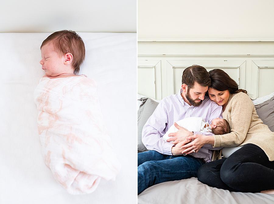 White crib sheets at this newborn session by Knoxville Wedding Photographer, Amanda May Photos.