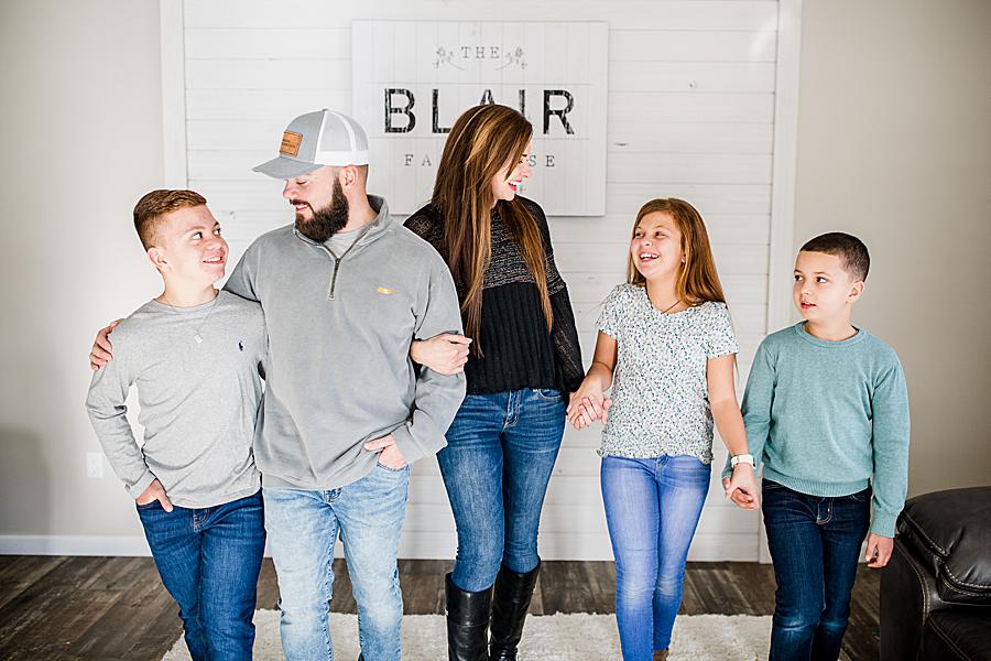 Family laughing together at this lifestyle session by Knoxville Wedding Photographer, Amanda May Photos.