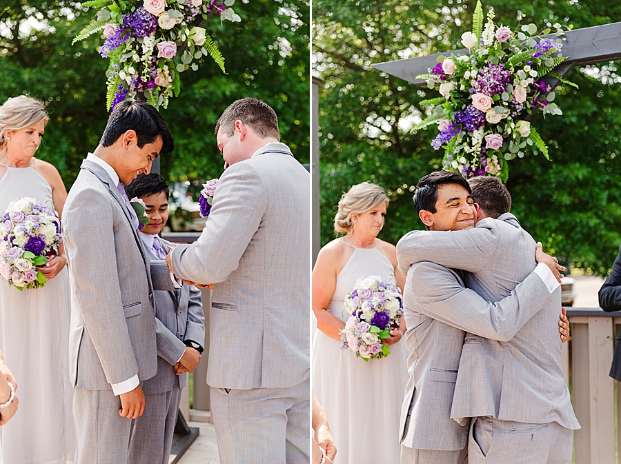 groom hugging best man at this lighthouse knoxville wedding