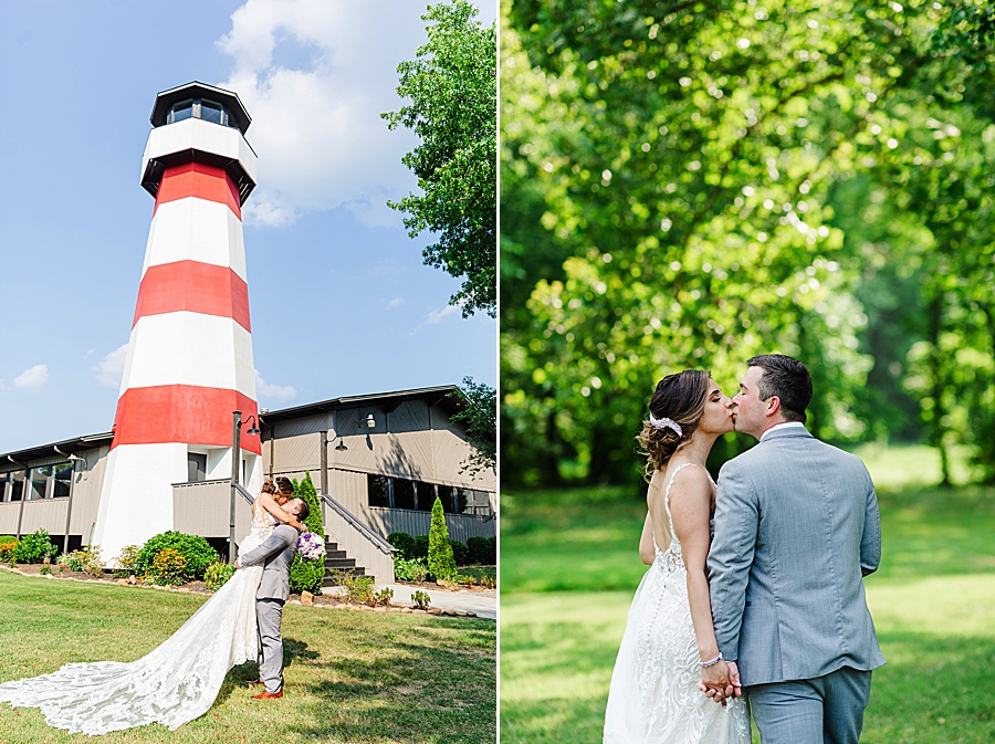 red and white lighthouse at this lighthouse knoxville wedding