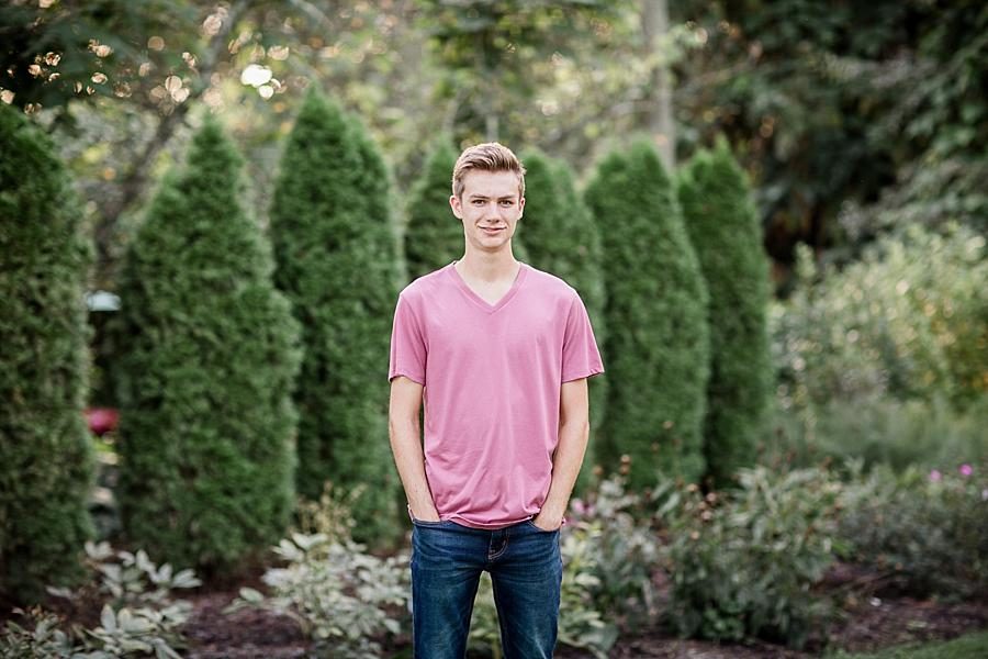Hands in pockets at this Knoxville Botanical Gardens Senior Session by Knoxville Wedding Photographer, Amanda May Photos.