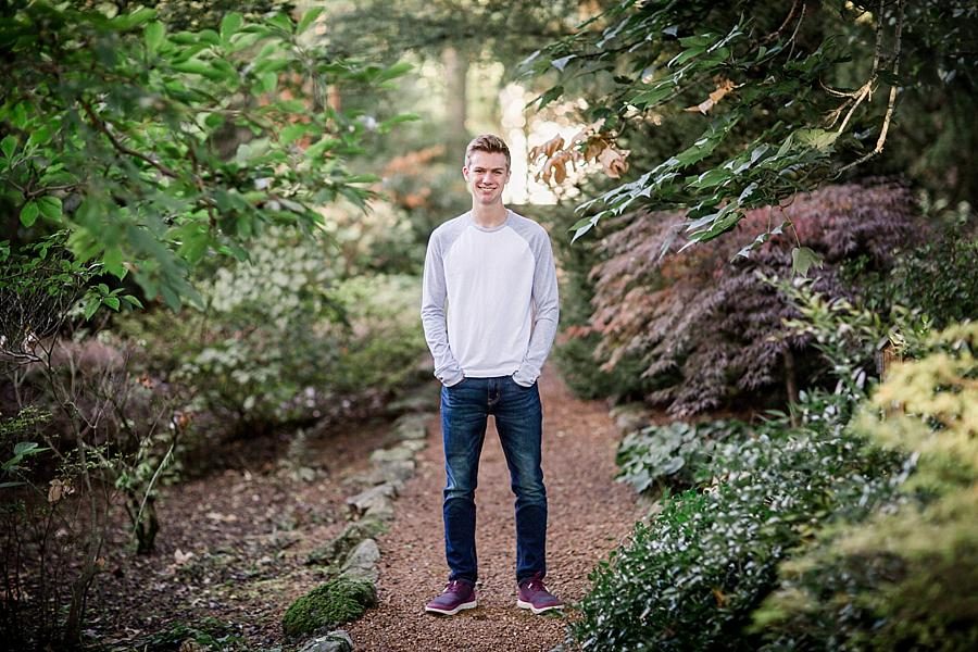 With the plants at this Knoxville Botanical Gardens Senior Session by Knoxville Wedding Photographer, Amanda May Photos.
