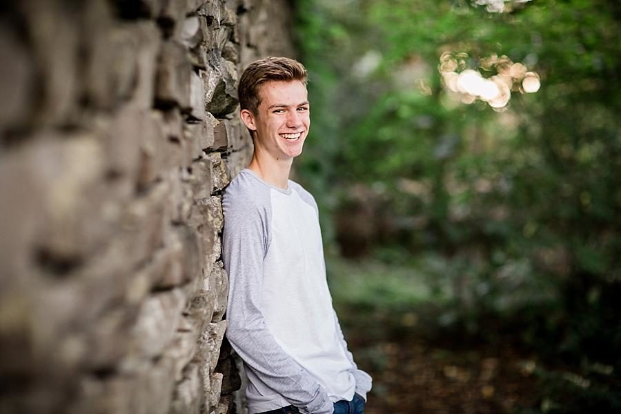 Leaning at this Knoxville Botanical Gardens Senior Session by Knoxville Wedding Photographer, Amanda May Photos.