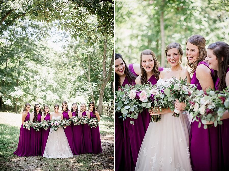 Plum bridesmaid dresses at this RiverView Family Farm Wedding by Knoxville Wedding Photographer, Amanda May Photos.