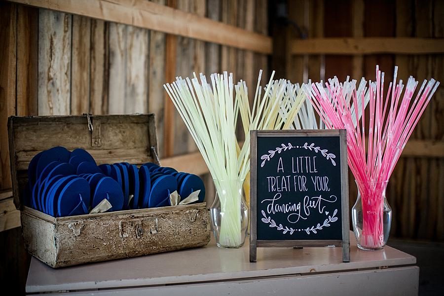 Glow sticks and flip flops at this RiverView Family Farm Wedding by Knoxville Wedding Photographer, Amanda May Photos.