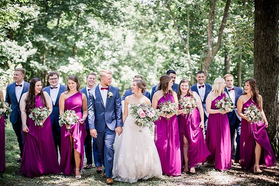 The whole wedding party at this RiverView Family Farm Wedding by Knoxville Wedding Photographer, Amanda May Photos.