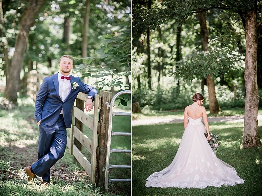 Leaning on the fence at this RiverView Family Farm Wedding by Knoxville Wedding Photographer, Amanda May Photos.