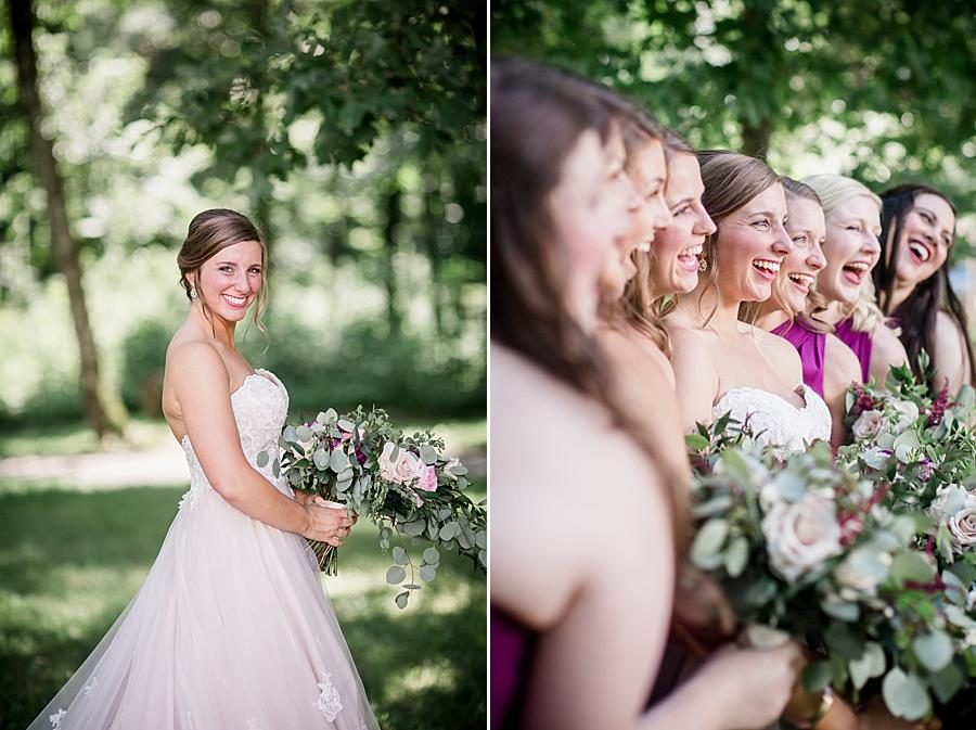 Bridesmaids from the side at this RiverView Family Farm Wedding by Knoxville Wedding Photographer, Amanda May Photos.