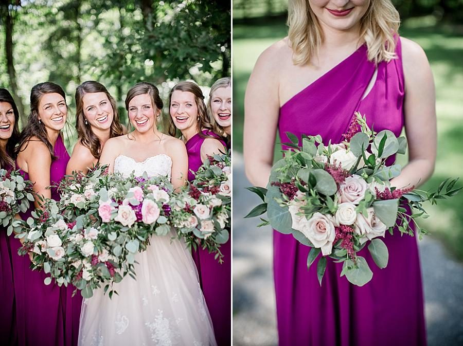Upclose on the bouquet at this RiverView Family Farm Wedding by Knoxville Wedding Photographer, Amanda May Photos.