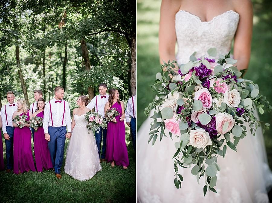 Purple suspenders at this RiverView Family Farm Wedding by Knoxville Wedding Photographer, Amanda May Photos.