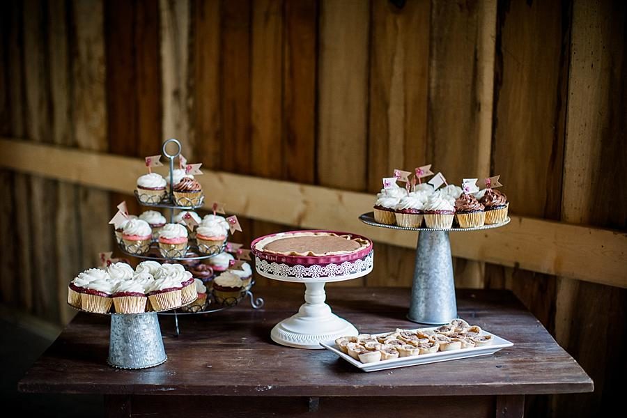 Dessert table at this RiverView Family Farm Wedding by Knoxville Wedding Photographer, Amanda May Photos.