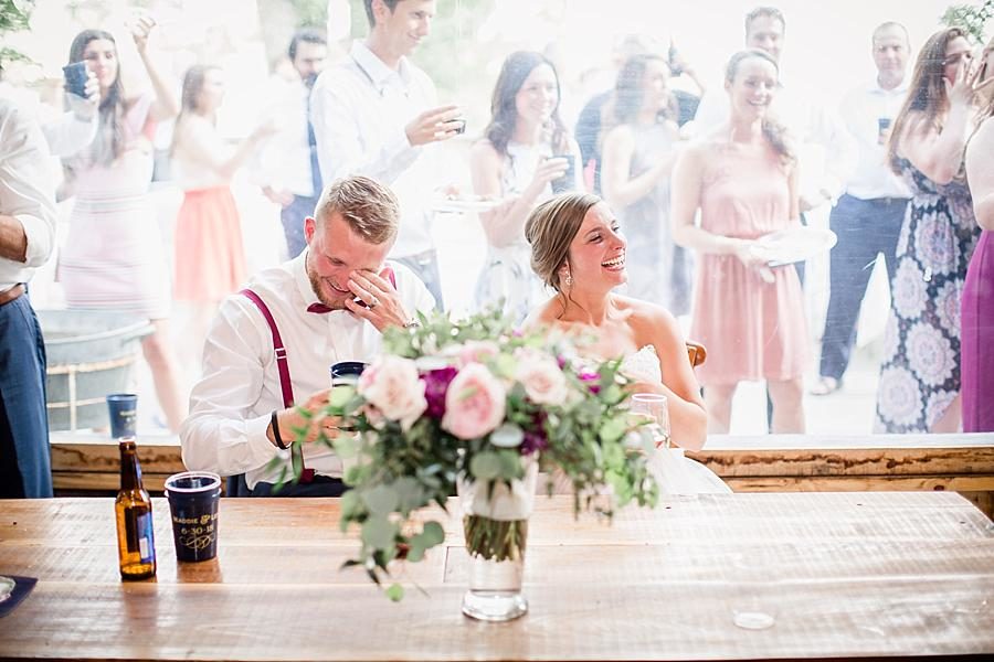 Funny toast at this RiverView Family Farm Wedding by Knoxville Wedding Photographer, Amanda May Photos.