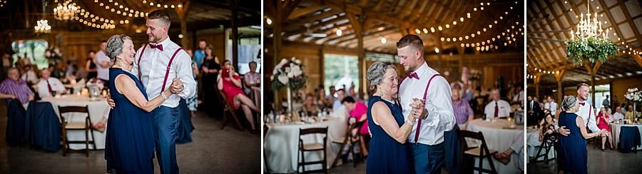 Mother son dance at this RiverView Family Farm Wedding by Knoxville Wedding Photographer, Amanda May Photos.
