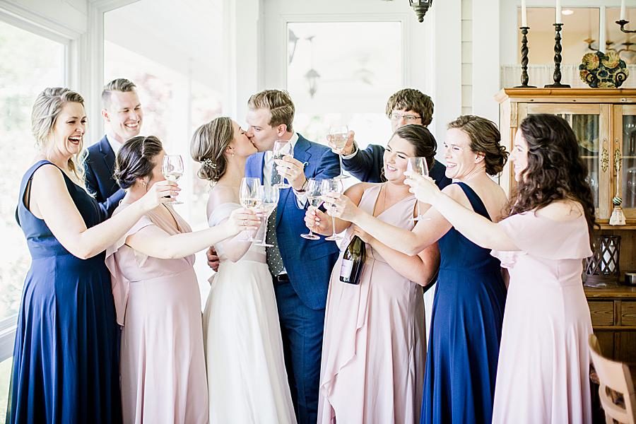 Toasting at this Marblegate Farm Wedding by Knoxville Wedding Photographer, Amanda May Photos.