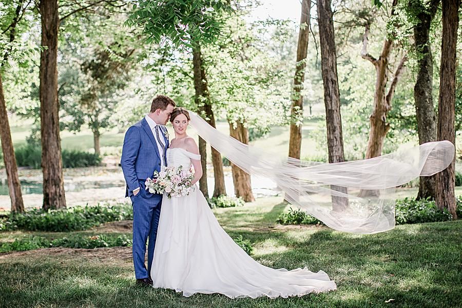 Flowy veil at this Marblegate Farm Wedding by Knoxville Wedding Photographer, Amanda May Photos.