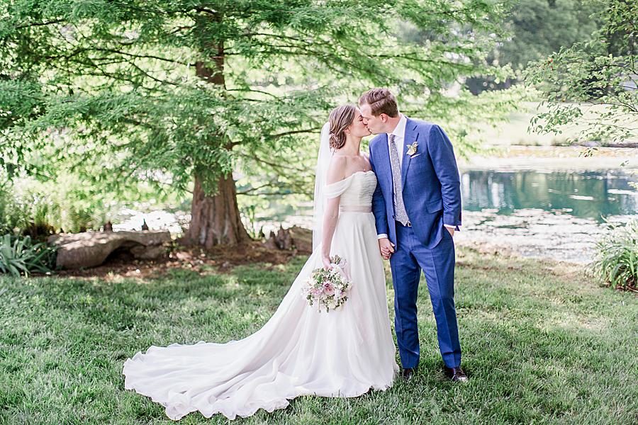 Strapless neckline at this Marblegate Farm Wedding by Knoxville Wedding Photographer, Amanda May Photos.