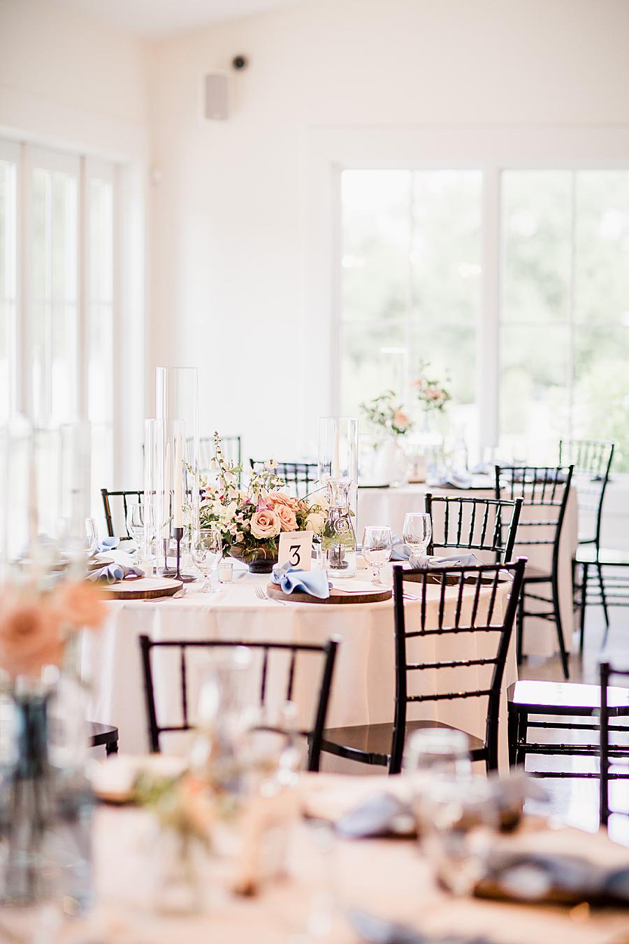 Blush linens at this Marblegate Farm Wedding by Knoxville Wedding Photographer, Amanda May Photos.
