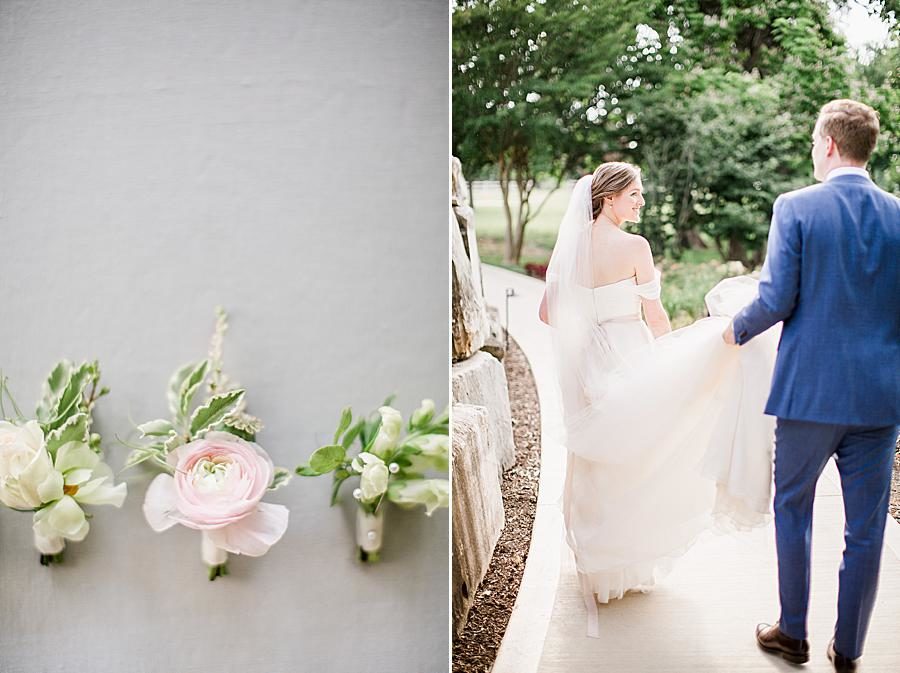 Pink peony boutonniere at this Marblegate Farm Wedding by Knoxville Wedding Photographer, Amanda May Photos.