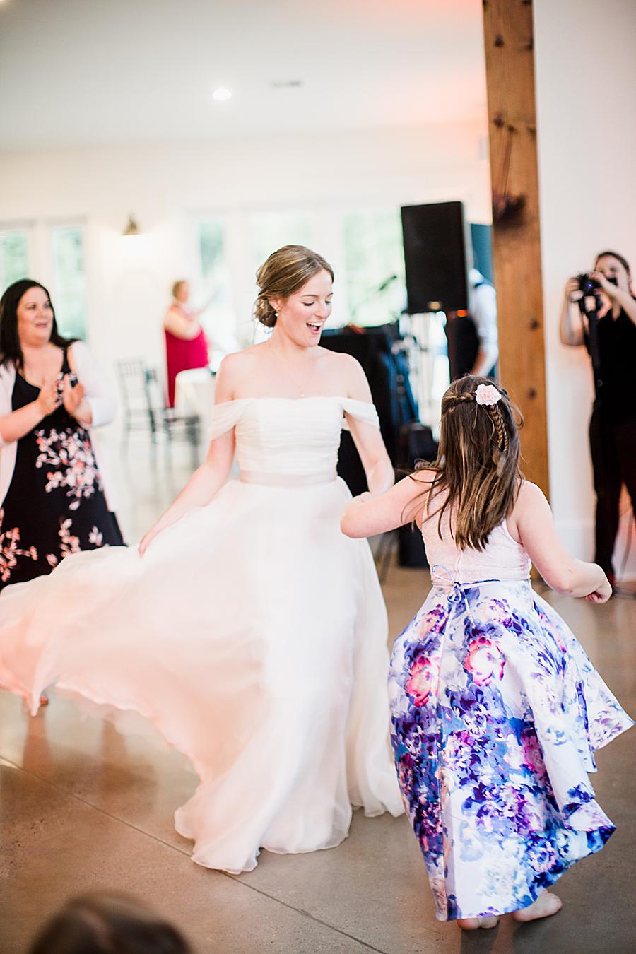 Bride dancing at this Marblegate Farm Wedding by Knoxville Wedding Photographer, Amanda May Photos.
