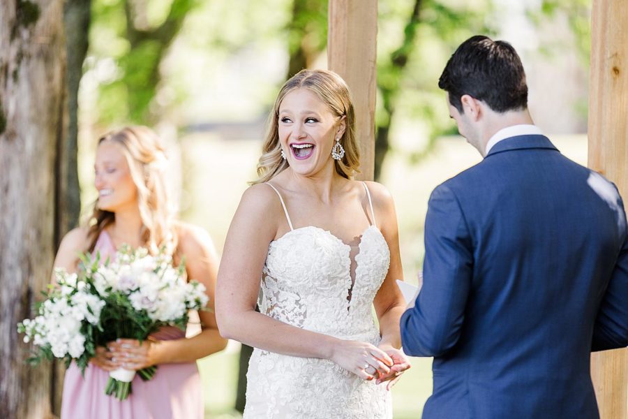 Bride’s reaction to vows at marblegate farm