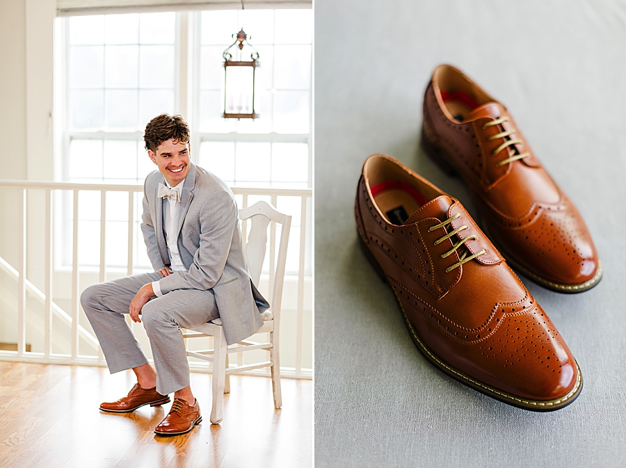 brown leather shoes at this marblegate farm wedding
