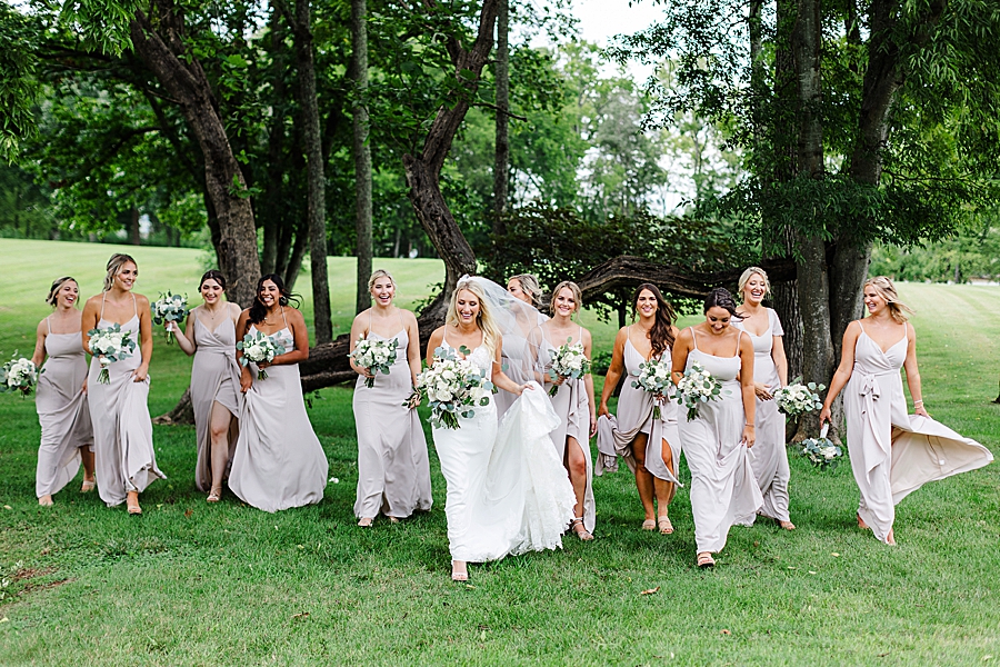 pink bridesmaid dresses at this marblegate farm wedding