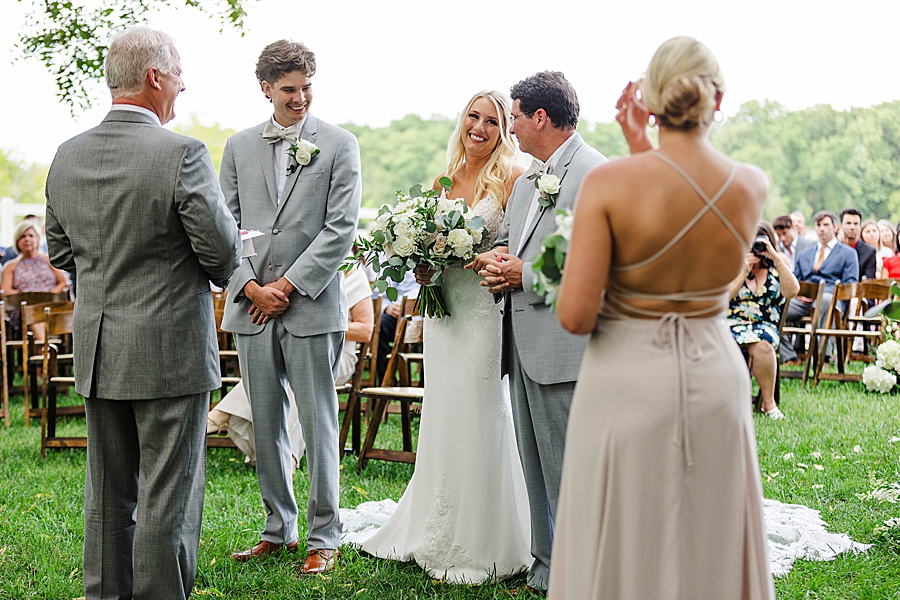 giving away bride at this marblegate farm wedding