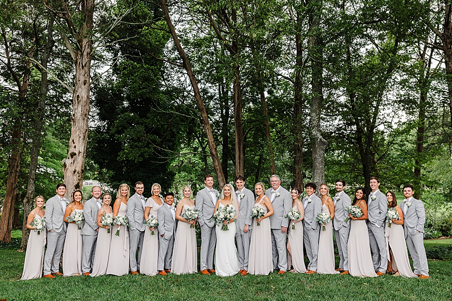 large wedding party at this marblegate farm wedding