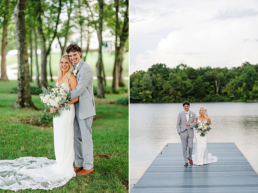 standing on a dock at this marblegate farm wedding