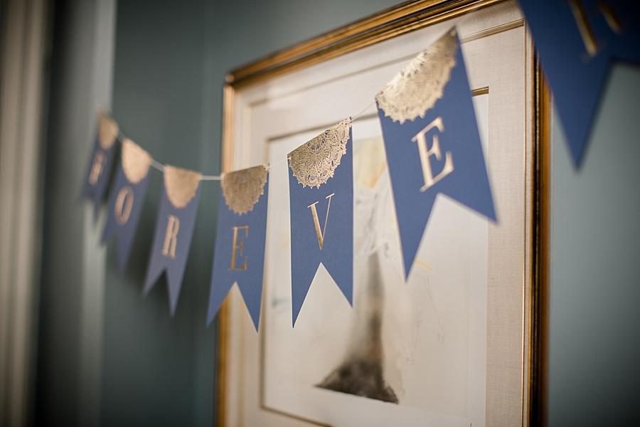 Detail shot of banner at this East Ivy Mansion Wedding session by Knoxville Wedding Photographer, Amanda May Photos.