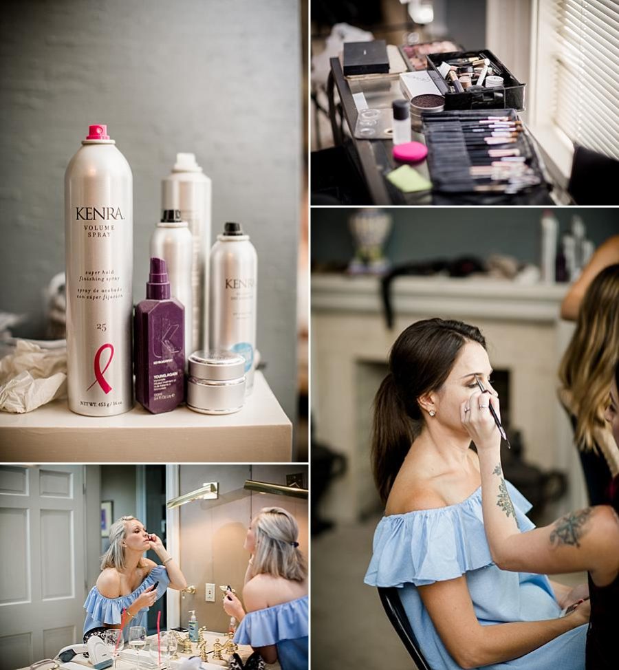 Detail shots of make up getting done at this East Ivy Mansion Wedding session by Knoxville Wedding Photographer, Amanda May Photos.