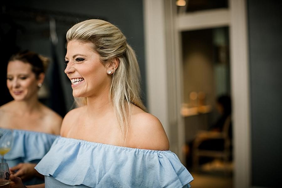 Bridesmaid laughing at this East Ivy Mansion Wedding session by Knoxville Wedding Photographer, Amanda May Photos.